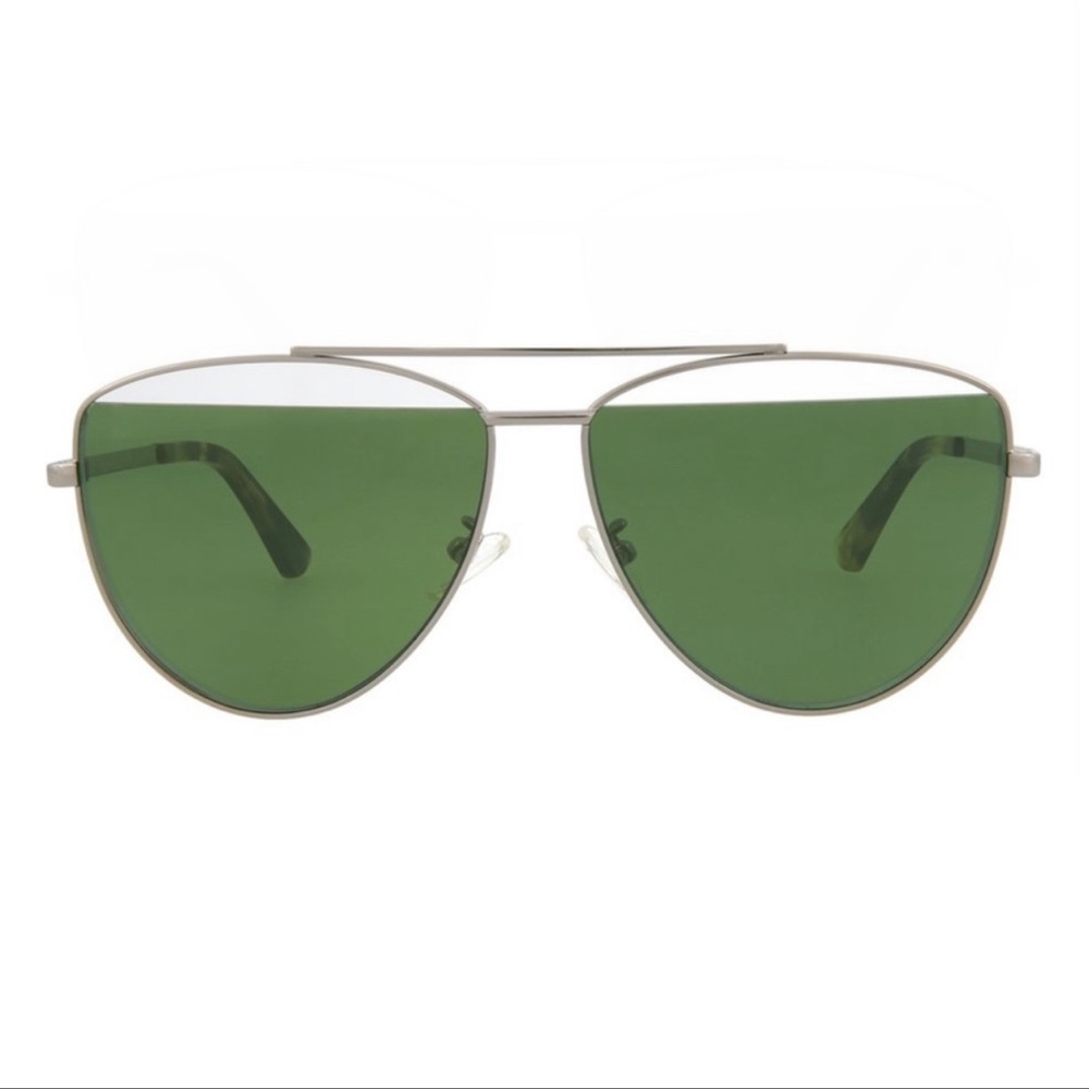 🆕 McQ Alexander McQueen Ruthenium & Green Core Aviator Sunglasses UV 61mm Lens - Picture 2 of 6